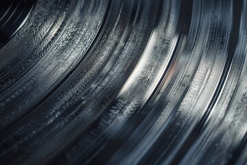Close-up view of vinyl records showcasing grooves and detail.