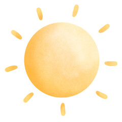 Sun - Sunshine with watercolor hand painted on isolated and transparent background
