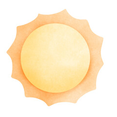 Sun - Sunshine with watercolor hand painted on isolated and transparent background