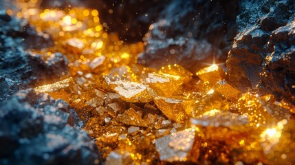 gold in the mines,gold,gold mining, gold ore - obrazy, fototapety, plakaty