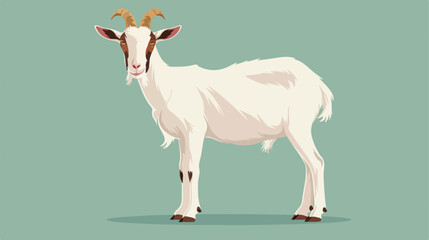 Goat isolated on green background. Vector in cartoon