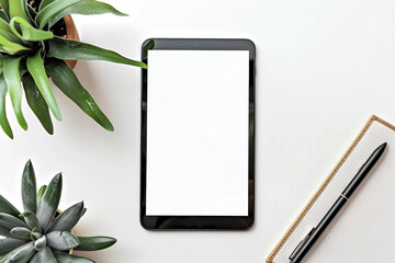 Tablet blank screen on white background.