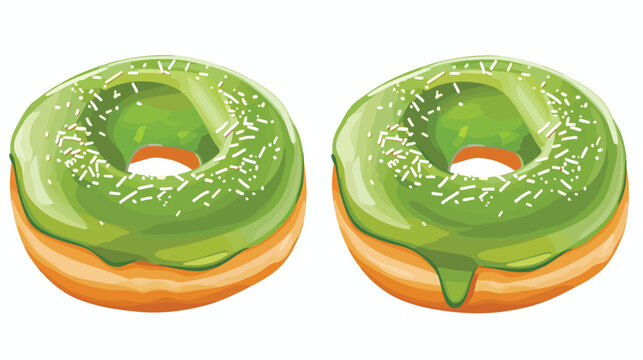 Green donuts vector isolated on white. Donuts