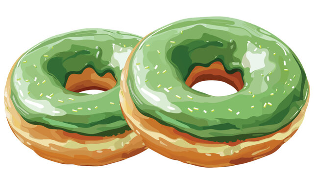 Green donuts vector isolated on white. Donuts