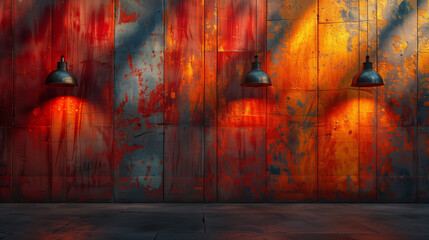 Fototapeta na wymiar Wall with red and orange paint