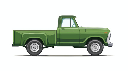 Fototapeta na wymiar Green pickup truck with side view.Flat vector style