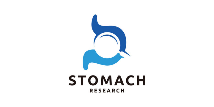 creative logo design search for stomach disease, logo design for stomach and magnifying glass, logo design technology template, symbol, icon, vector, creative idea.