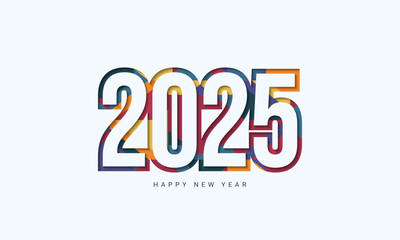 2025 Happy New Year Text Design Vector.