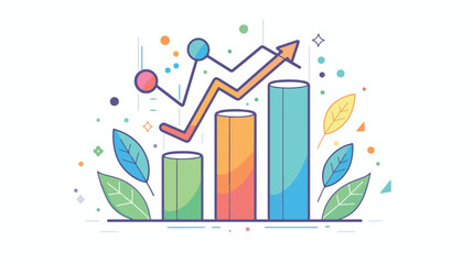 Growth Barchart graph diagram on display vector icon