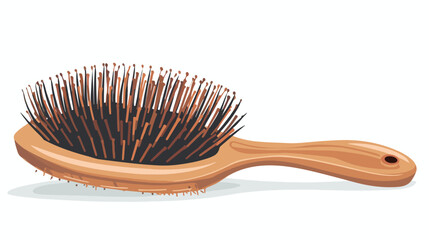 Hair brush or pet grooming tool flat vector . 