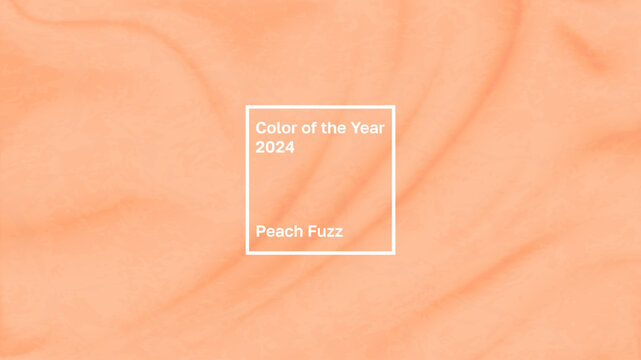Peach Fuzz is the color of the year 2024 according to the color matching system. Actual trendy palette, peach color on textured fabric. Vector illustration easy to edit.