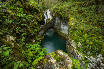 Krcnik natural monument -Kožbana, Krčnik- waterfalls near Nova Gorica -Gorizia - capital of...