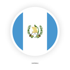 Guatemala circle flag icon with white border isolated on white background.