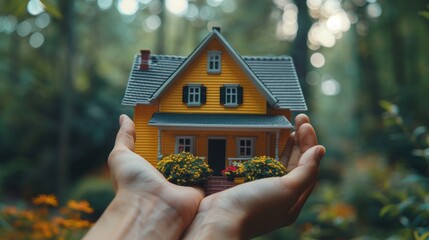 Person Holding Small Yellow House
