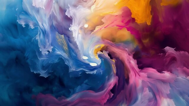 Frenzied bursts of vivid colors swirling and colliding in a hypnotic display of abstract art.