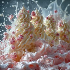Peppermint avalanche tumbling down a mountain of sponge cake