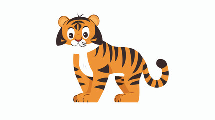 Cartoon tiger on white background flat vector isolated