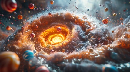 Hurricane swirling with a mix of sweets and candy flying in the air