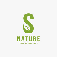 Letter S nature leaf logo icon vector template on white background