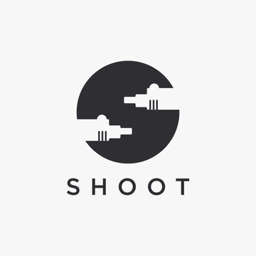 Letter S for shooting gun logo icon vector template on white background