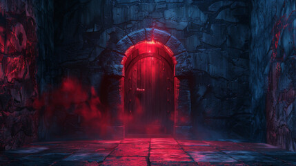 Backdoor entry in a secure system, 3D illustration of a secret pathway, - obrazy, fototapety, plakaty