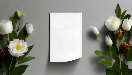 White vertical paper sheet Mockup, letter or invitation. Generative AI.