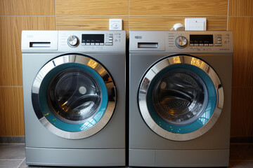 Laundry room with two washing machines next to each other