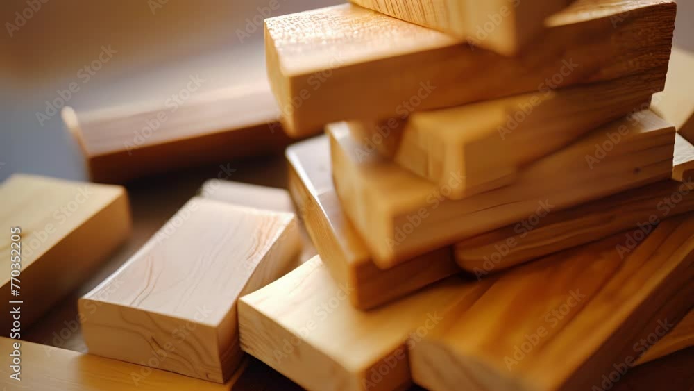 Poster a macro shot of a stack of wooden blocks representing the longstanding tradition of handson learning