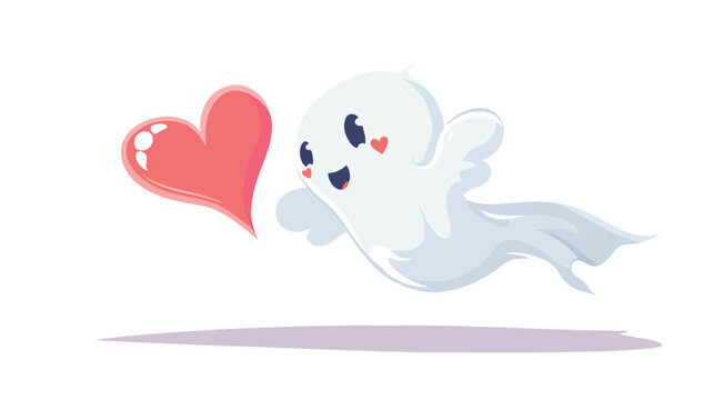 Cupid cute ghost character cartoon flat vector 