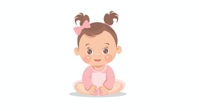Cute baby girl icon vector image flat vector 