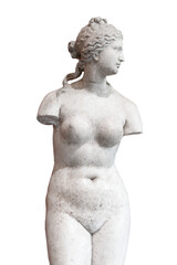 Antique sculptures isolate. Ancient Greece marble classical sculpture on a blank background. Art,...