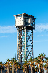 Alte Seilbahn im Hafen von Barcelona, Spanien
