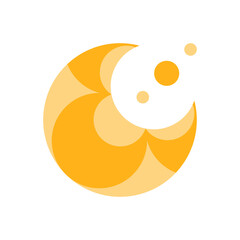 Yellow crescent moon with stars boho icon flat vector design