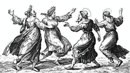 Dance of saint guy an epidemic dance gained in the mid - obrazy, fototapety, plakaty