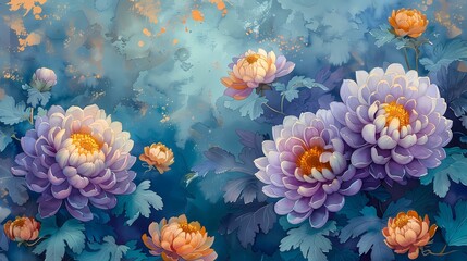 Obraz na płótnie Canvas Art watercolor chrysanthemum illustration background poster 