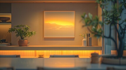 Serene Sunset View from a Modern Home Interior