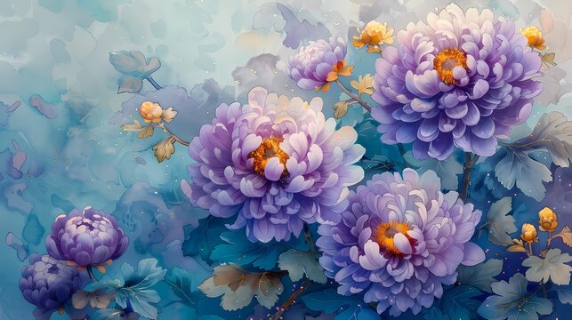 Art watercolor chrysanthemum illustration background poster 