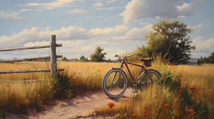 Fototapeta premium bicycle in the field