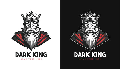 king logo. lord logo illustration design. beard logo - obrazy, fototapety, plakaty