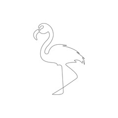 Fototapeta premium Continuous one-line drawing of flamingo bird beautiful flamingo simple line art vector design