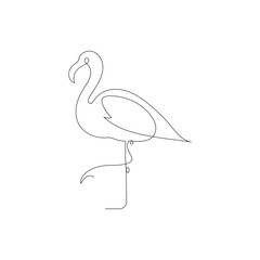 Obraz premium Continuous one line drawing of Flamingo outline Vector illustration design