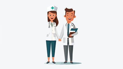 figure doctor and nurse to help people flat vector