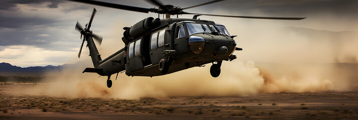 Dynamic Skyward Motion: An HH-60 Pave Hawk Military Helicopter in Flight