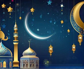 Festive Ramadan backdrop, commemorating Eid-ul-Fitr – a day of celebration and joy in the Muslim world. - Powered by Adobe