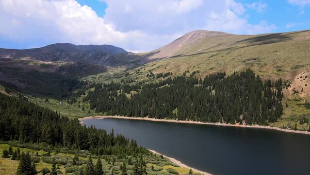 4k Drone Footage over Lake near Guanella Pass Georgetown Colorado Rocky Mountains
