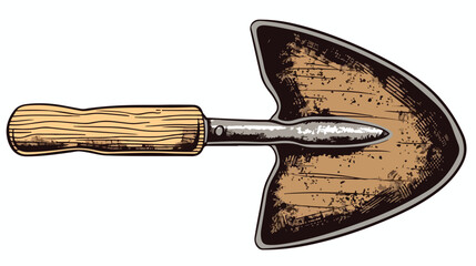 Garden tool gardening hand spade trowel woodcut engrave