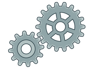 Fototapeta premium 2連結したシンプルな歯車のアイコン