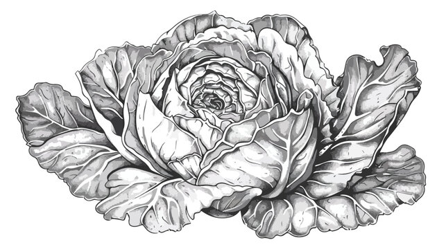 Cabbage botanical hand drawn Isolated vector illustration