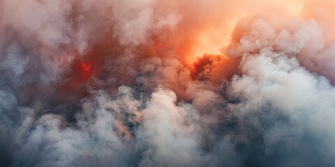 Billowing smoke with a fiery glow offers a dramatic scene.