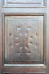 Detail from wooden door near to the royal palace in Rabat